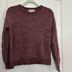 Pink Rose Chenille Cable Knit Purple Sweater- Size XS